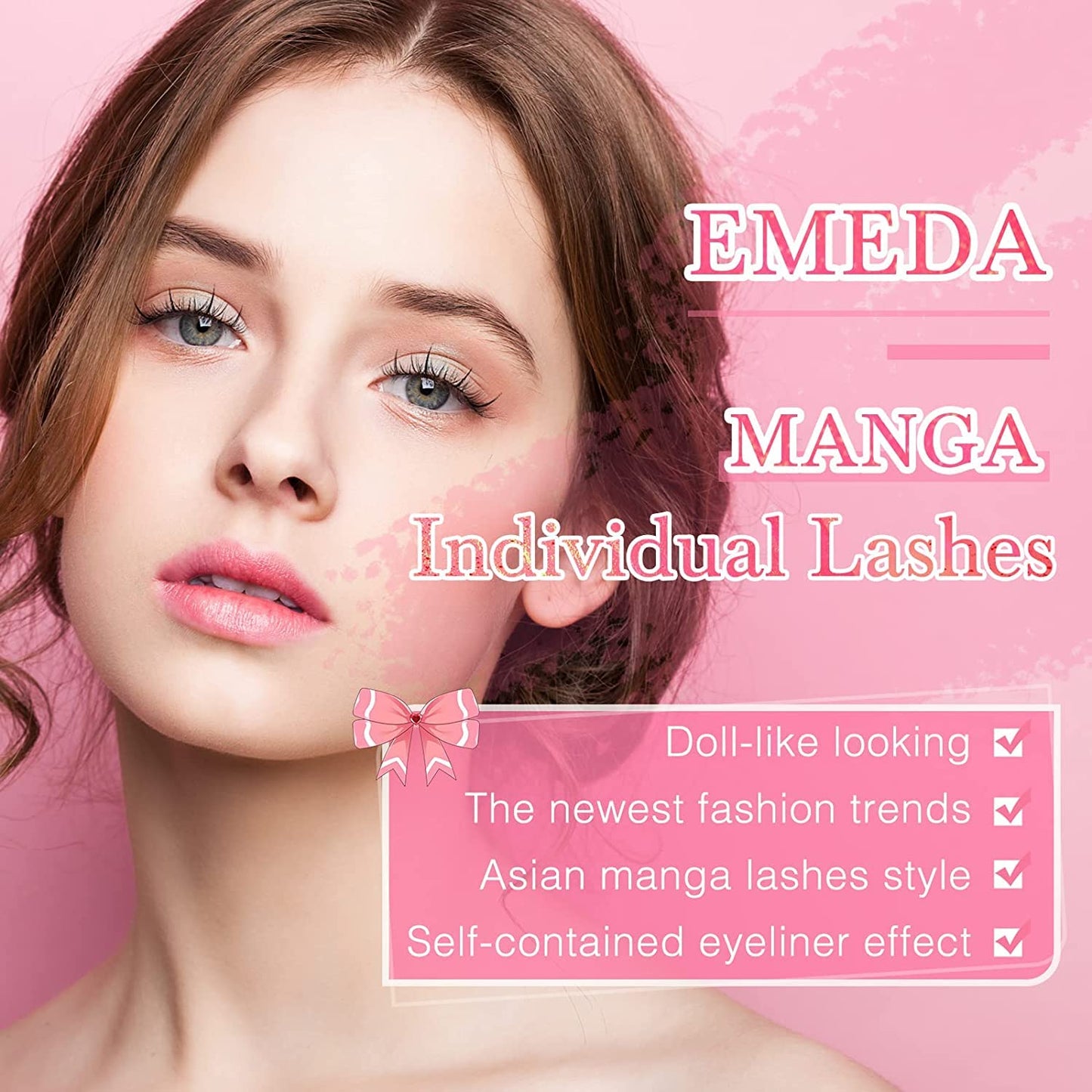 EMEDA Cluster Lashes 70 Pcs DIY False Eyelashes Anime C Curl Individual Lashes12mm Manga Lashes DIY Eyelash Extensions Thin Band Natural Cluster Lash Kit (12mm)