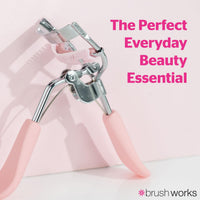 Brushworks Pro Lash Eyelash Curler with Built-In Comb - Precision Lash Separator & Curler for Fanned Out Lashes, Long-Lasting, Eye-Opening Lift, Stainless Steel, Pink, Easy to Use, Salon Style Results