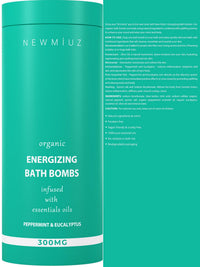 New Miuz Menthol Fizzing Bath Bomb Eucalyptus Peppermint Epsom Salt- Refreshing & Energizing - Luxurious Bubble Spa with Your Essential Oil Infused Bath Oil Bombs - Post Workout Sore Muscles Recovery Gift