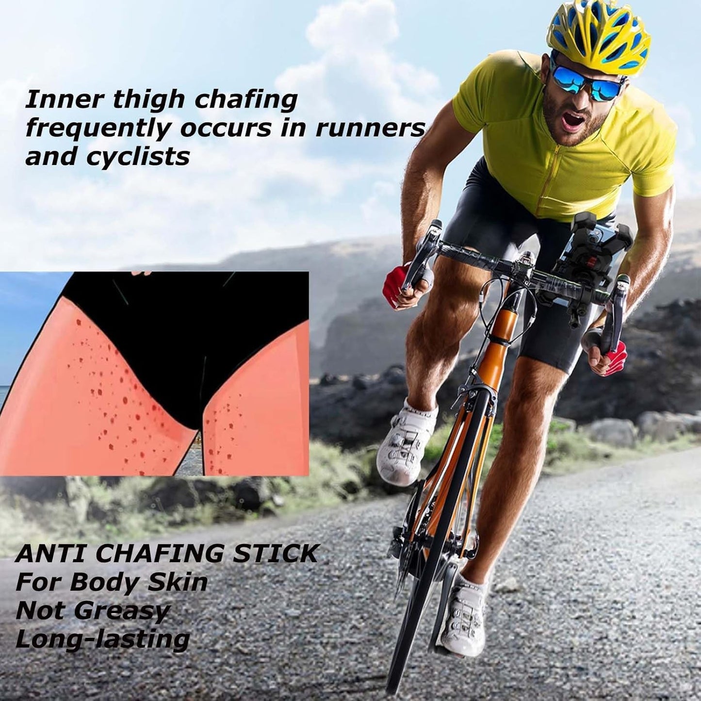 2Pcs Anti Chafe Stick, Water & Sweat Proof Balm for Friction, Prevent Thigh Rashes & Sports Chafing, Dryness & Long-Lasting Protection, Anti-Friction Cream, Anti-Chafing Stick for Active Lifestyles