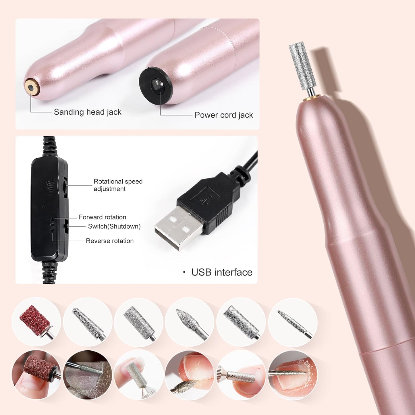 DouborQ Acrylic Nail Kit with Electric Nail Drill Nail Lamp,U V Nail Dryer Light Nail Art Tools,False Nail Tips Starter Set Acrylic Nail Art Supplies for Beginner with Everything (1-6)