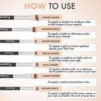 Lamora Make Up Eye Brush Set - Eyeshadow Eyeliner Blending Crease Kit - Best Choice 7 Piece Essentials - Pencil, Shader, Tapered, Definer - Vegan Synthetic Bristles That Last Longer, Apply Better Makeup & Make You Look Flawless