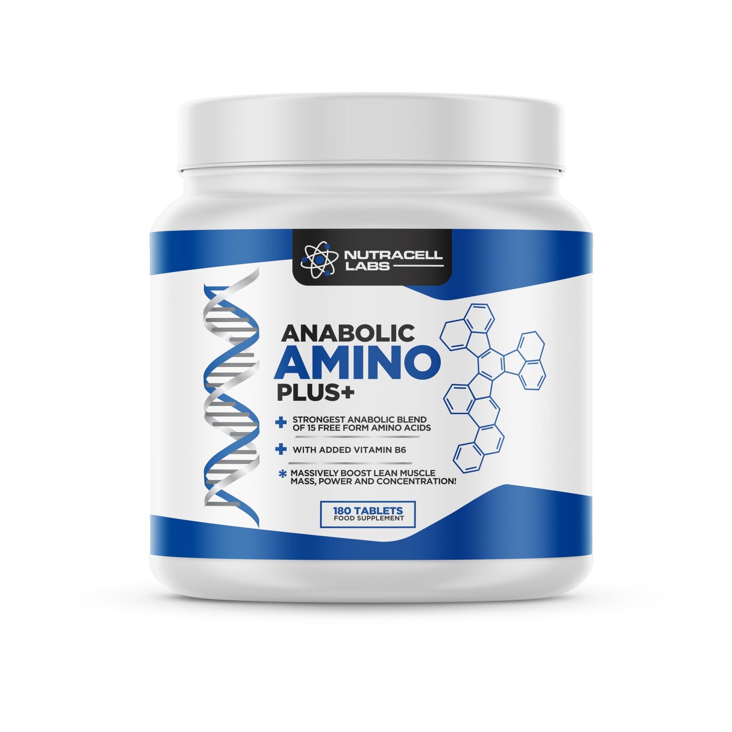 Testo Anabolic Anabolic Amino Acid Plus+ BCAA Tablet (90 Servings / 180 Amino Acids) with Vitamin B6 to Reduce Tiredness and Fatigue