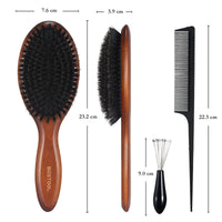 BESTOOL Hair Brush, Boar Bristle Hair Brush for Women Men Children, Beech Paddle Natural Boar Bristle Brush for Thin, Fine Hair, Improve Hair Texture (Beech)