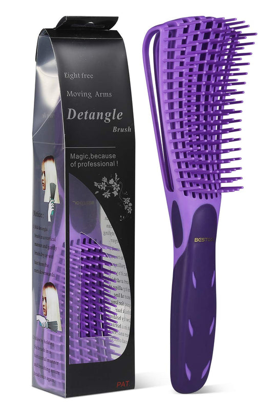 BESTOOL Detangling Brush for Black Natural Hair, Detangler Brush for Natural Black Hair Curly Hair Afro 3/4abc Texture, Faster and Easier Detangle Wet or Dry Hair with No Pain (Purple)