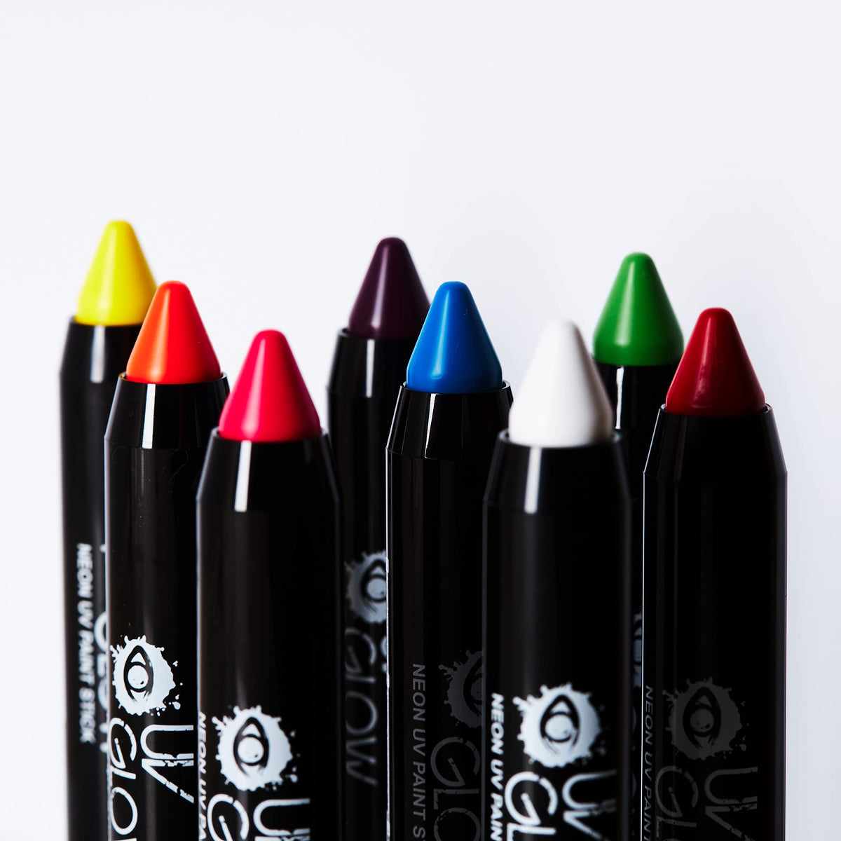 Neon Face Paint Stick by UV Glow - Genuine and original UV Glow product - glows brightly under UV Light! (Set of 8)