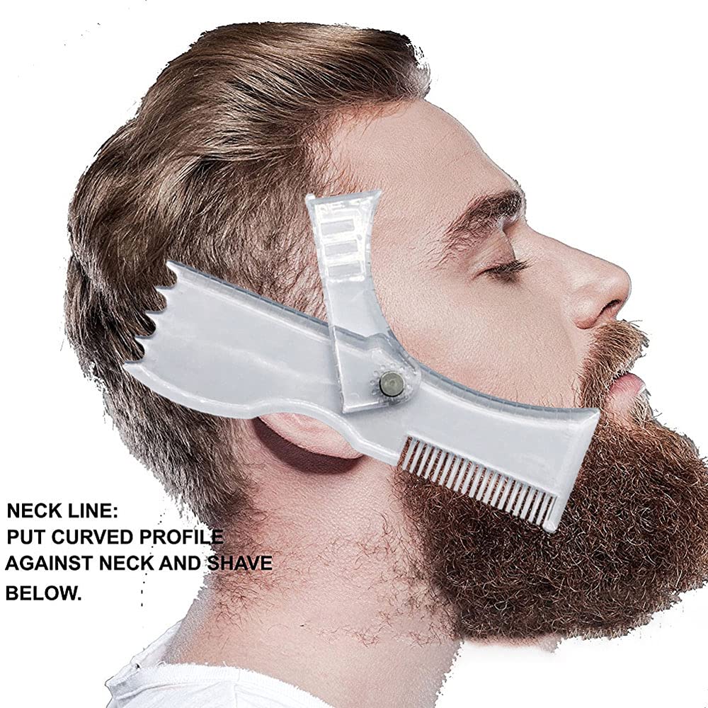 SEIWEI Beard Shaper Template Beard Shaping Tool Styling Comb Stencil for Goatee Mustache Sideburns Facial Hair Trimming Guide Grooming Shaper for Men