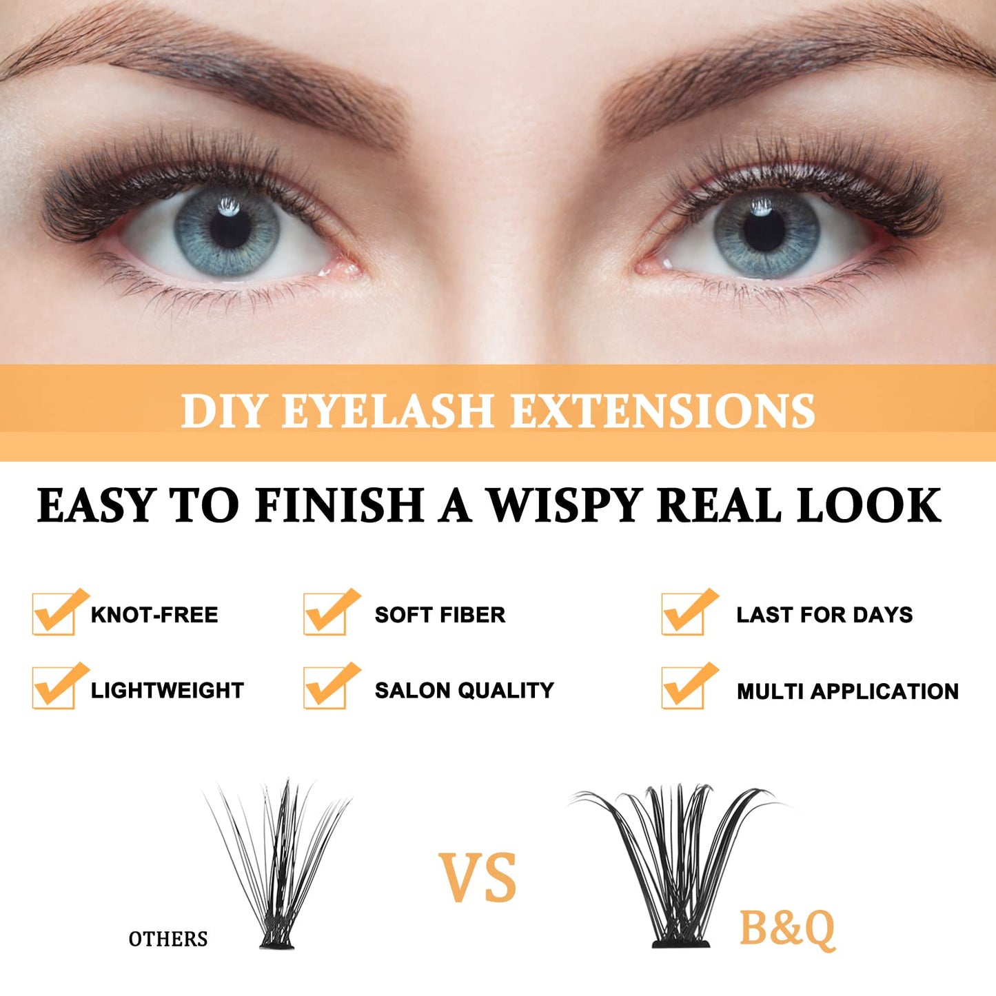 B&Qaugen 280Pcs Cluster Lashes D Curl 40D Mix 9-16mm Lashes Individual Cluster Eyelashes Individual Lash Clusters Extensions DIY Lash at Home (40D-0.07D-9-16mix)
