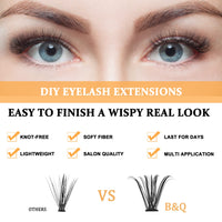 B&Qaugen 280Pcs Cluster Lashes D Curl 40D Mix 9-16mm Lashes Individual Cluster Eyelashes Individual Lash Clusters Extensions DIY Lash at Home (40D-0.07D-9-16mix)