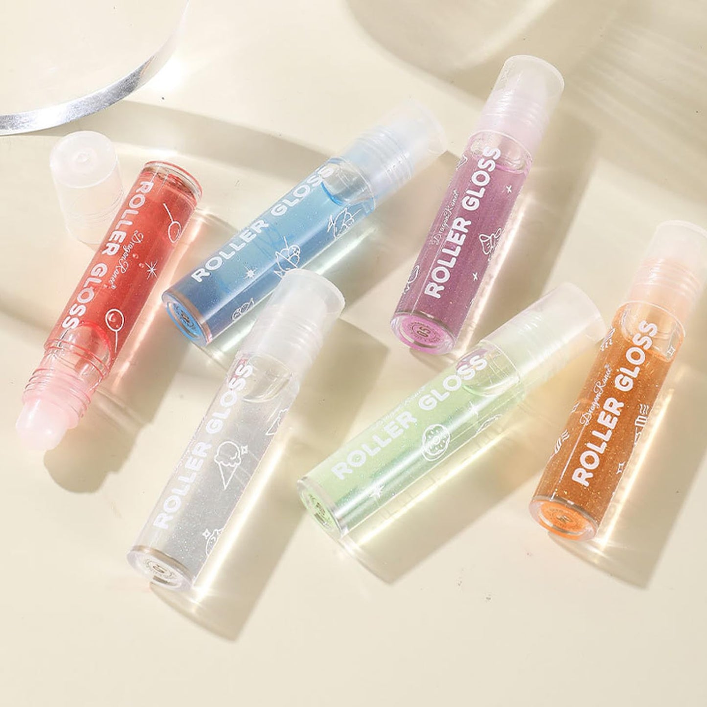 GEEWHILE Lip Gloss 3 Pcs Hydrating Lip Oil Set, Moisturizing Roll-On Lip Gloss Set Plumping Lip Oil Liquid Lipstick, No-Sticky Long Lasting Lip Glow Balm Lip Care for Dry and Chapped Lips