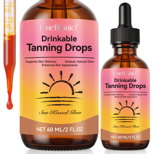 Bibonse Sunless Tanning Drops to Drink, Natural Drinkable Sunless Tanning Drops, Oral Self tanning drops Gradual Glow, Moisturizing Tanner for Face & Body, Tanning Supplement Naturally Boost Melannin, 60ml