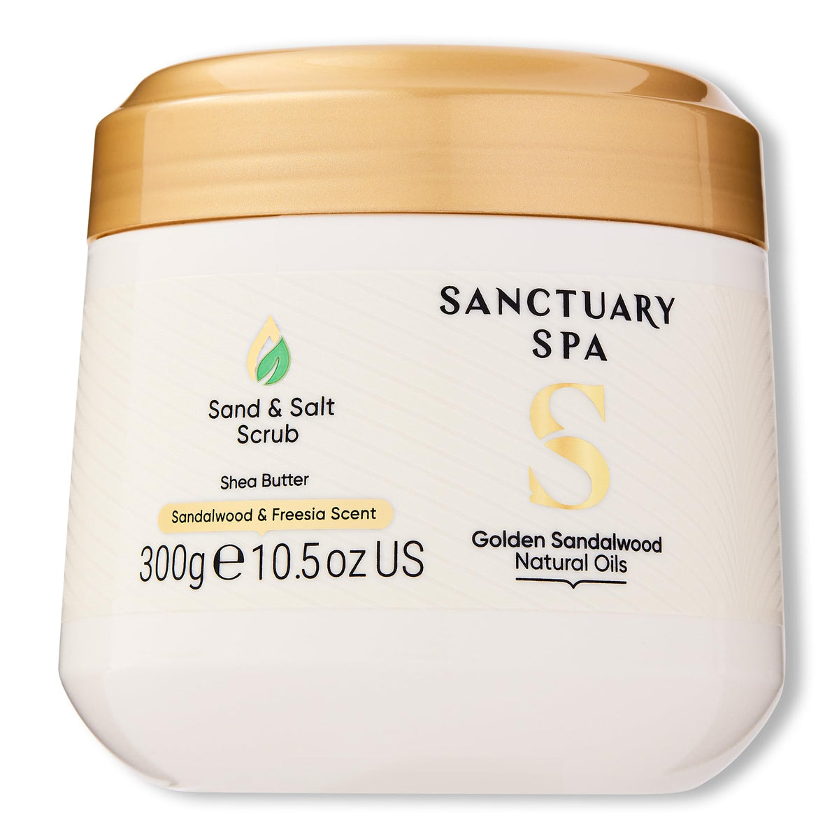 SANCTUARY Sanctuary Spa Golden Sandalwood Sand and Salt Scrub, 92% Natural Body Exfoliator, Mineral Oil Free, Cruelty Free & Vegan, 300g