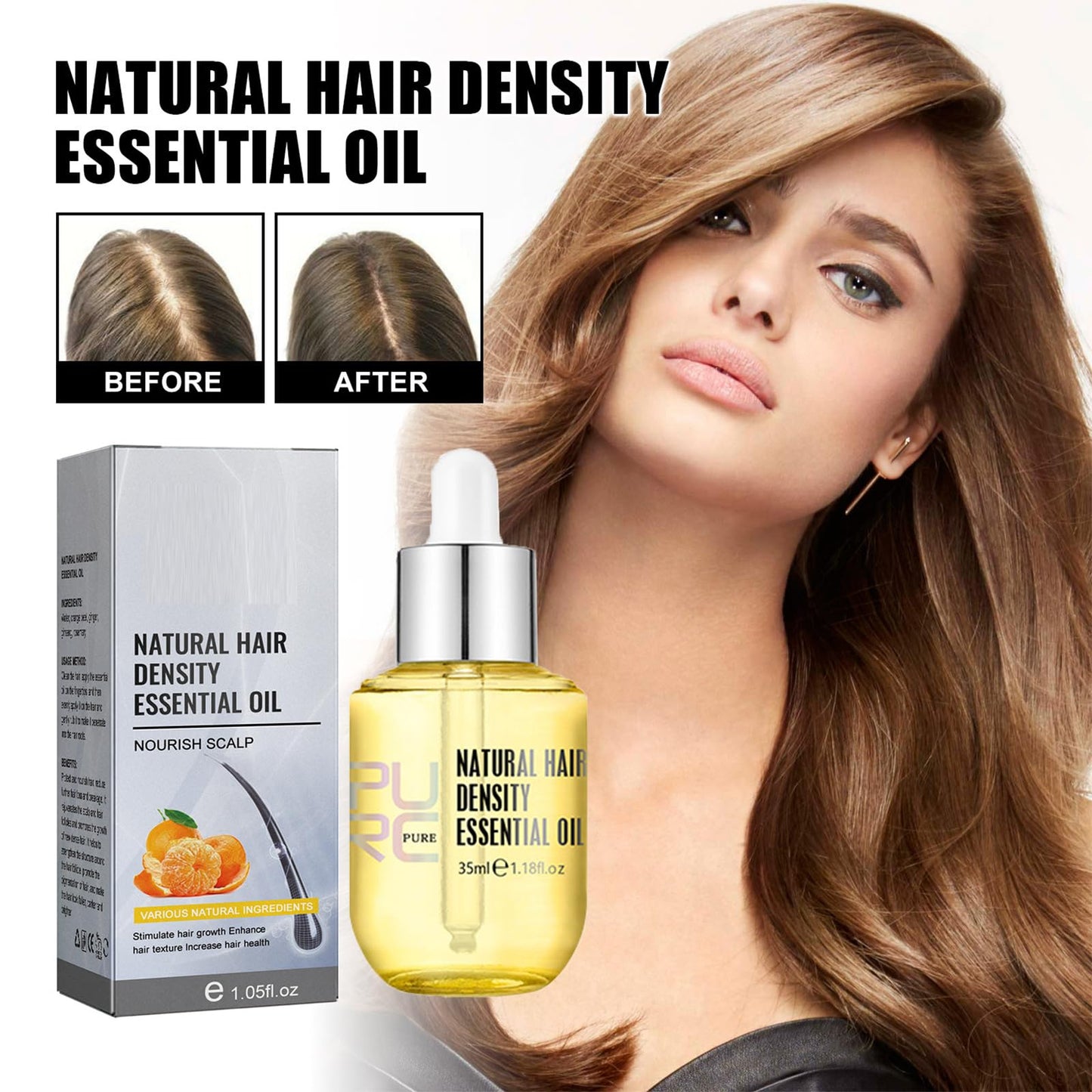 Hair Growth Serum Anti Hair Loss Hair Serum Ginger Regrowth Hair Oil For Thinning Balding,Thin Hair,Fast Growth,Repairs Follicles Stronger Hair For Men & Women,35ml (1pc)