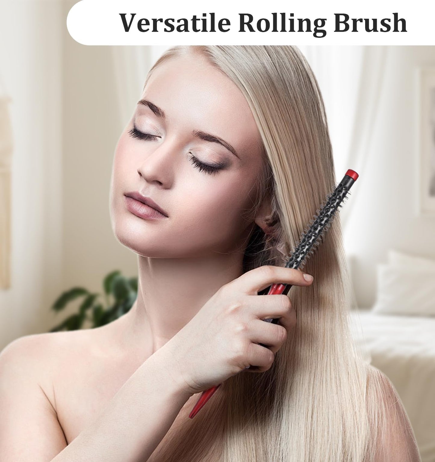 ValueBargain Small Curling Brush, Small Round Brushes, Thin Round Hair Brush for Short Hair, Women Blow Dry Fine Thin Short to Medium Hairs (1.7 Cm)