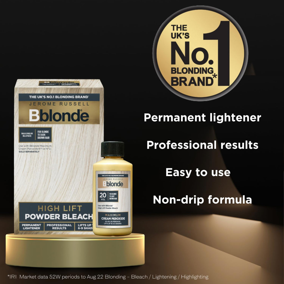 Jerome Russell Bblonde Maximum Lift Cream Peroxide 20 Vol - Permanent Blonde Hair Dye for Blonde to Light Brown Hair Colour & Bleach with 6% Peroxide & Avocado Oil, Lifts 4-5 Shades, 75ml