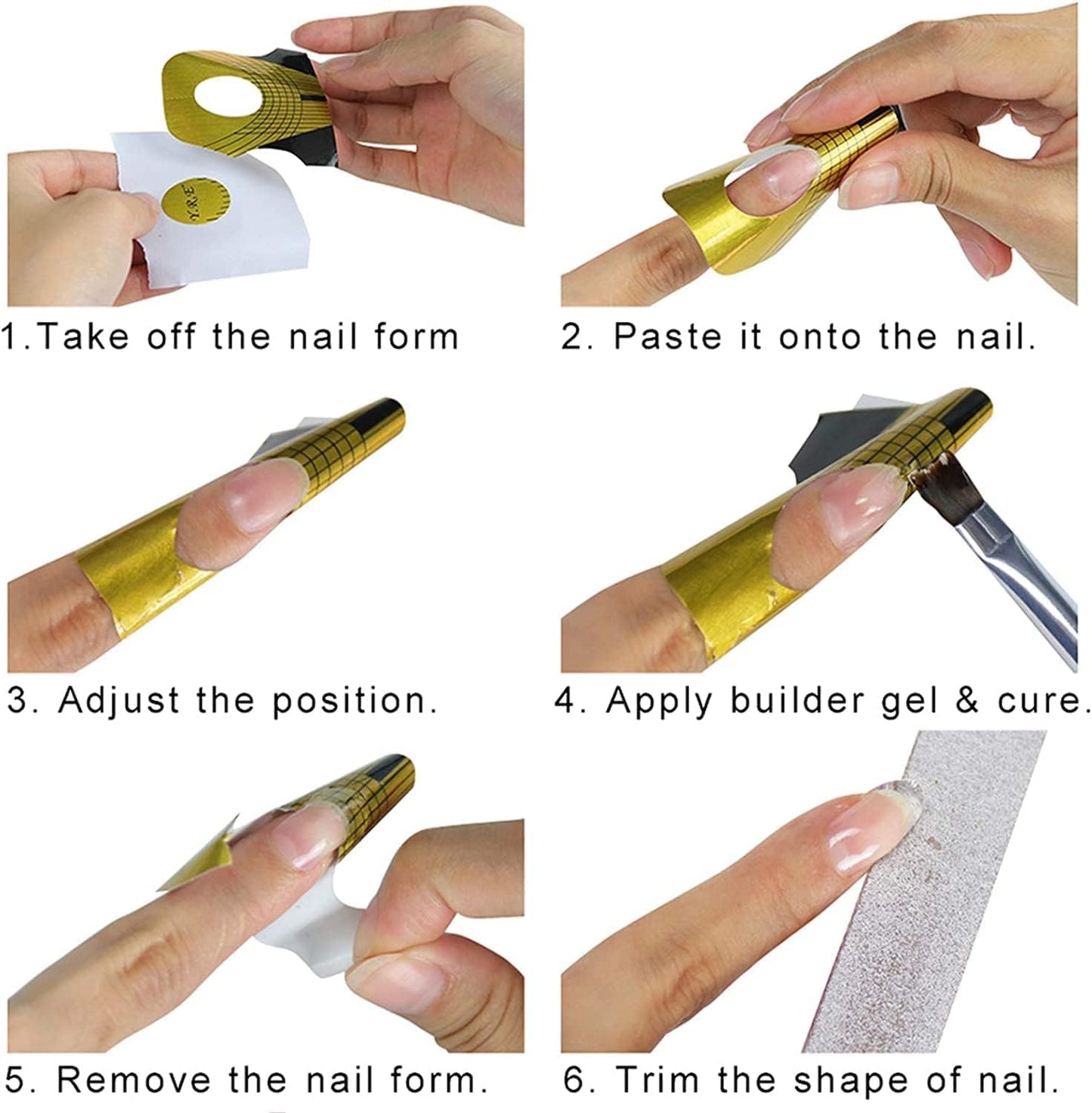 100 Pcs Nail Forms Self Adheisive Paper Nail Form Stickers Sculpting UV Builder Gel Polygel Nail Art Nail Extension Form - Professional Salon & Home Use