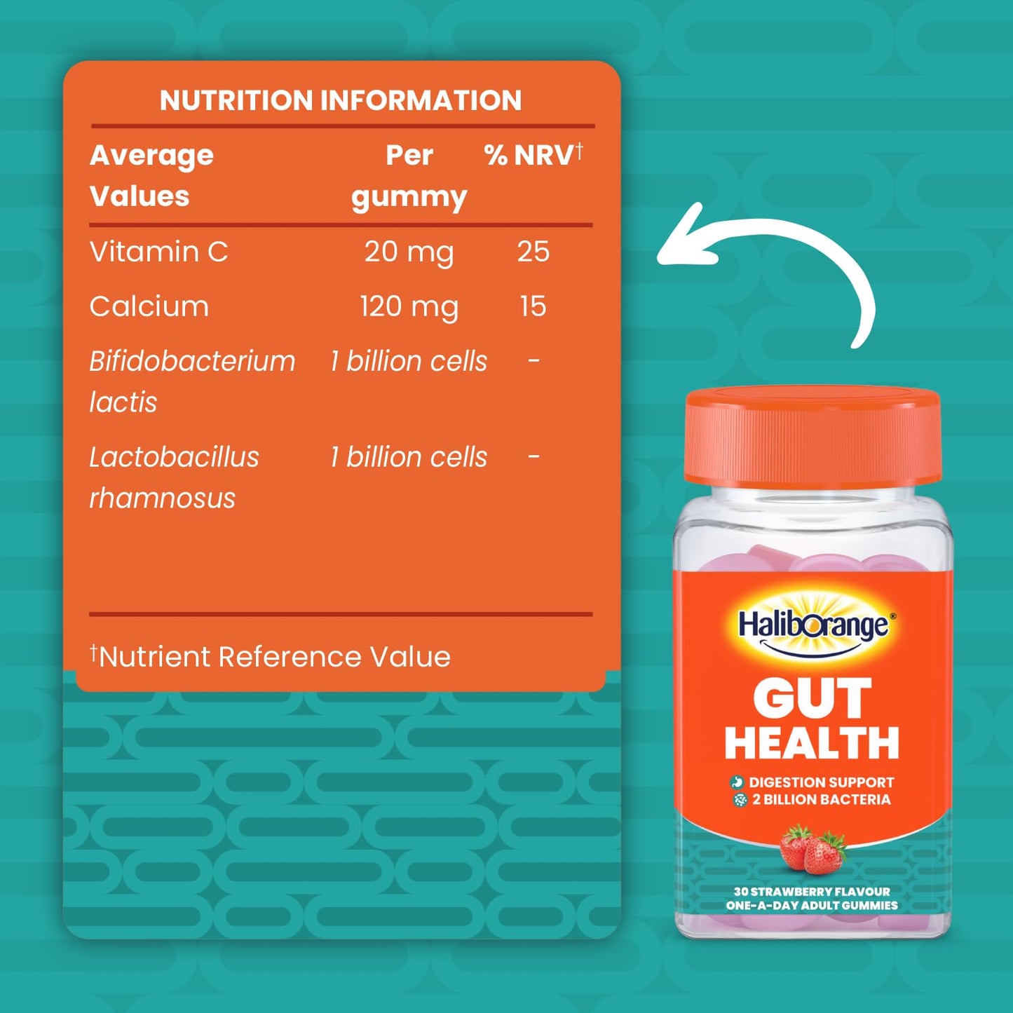 Haliborange Adult Gut Health - 30 Strawberry Gummies