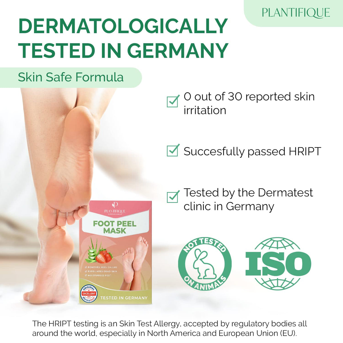 PLANTIFIQUE Plantifique Foot Peel Mask – 2 Pairs Exfoliating & Dermatologically Tested Foot Treatment, Removes Dead Skin & Repairs Heels for Soft Feet – Strawberry Scent, Gift for Women & Men