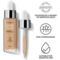 L'Oreal Paris L'Oréal Paris Nude Tinted Serum for Face, Plumping and Hydrating Face Makeup, 1 Percent Pure Hyaluronic Acid, Nude Foundation to Cover, Replumps and Hydrates Skin in One Hour, Shade 4-5 Medium