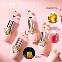 6 Packs Flower Jelly Lipstick Set Magic Temperature Color Change Lip Balm Long Lasting Moisturizer Lip Gloss Flower Jelly Lipstick Makeup Set (Set A)