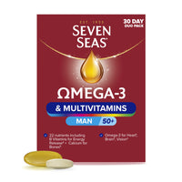 SEVEN SEAS Seven Seas Omega-3 and Multivitamins Man 50plus, 30-Day Duo Pack, with B Vitamins and Calcium, 30 Omega-3 Capsules and 30 Multivitamin Tablets
