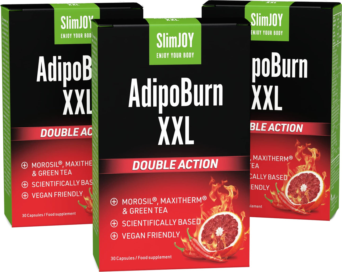 Slimjoy SlimJOY AdipoBurn XXL - Extract of Green Tea Leaves, Cayenne and Caffeine - with Free E-Book Guide - 3 x 30 Capsules
