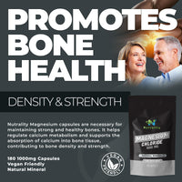 Nutrality Magnesium Chloride Supplement 1000mg | for Men & Women | for Sleep,Constipation, Digestion, Bone Health & Relaxation | Vegan | 180 Capsules