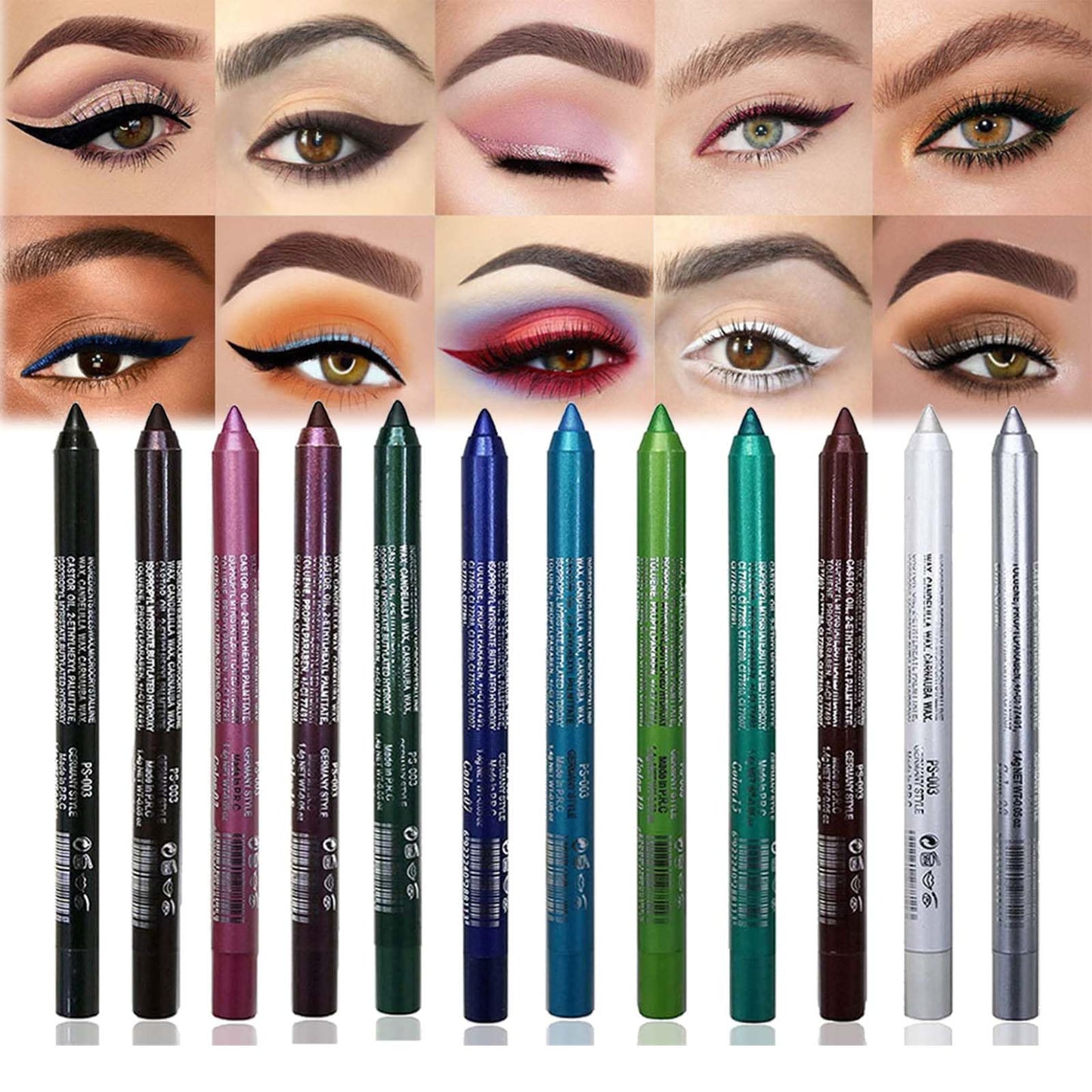 EveBeaty 12-Color Rainbow Liquid Eyeliner Set - Long-Lasting, Waterproof & Smudge-Proof Matte Eye Liners, Perfect for Christmas & Masquerade Makeup With Pencil Sharpener