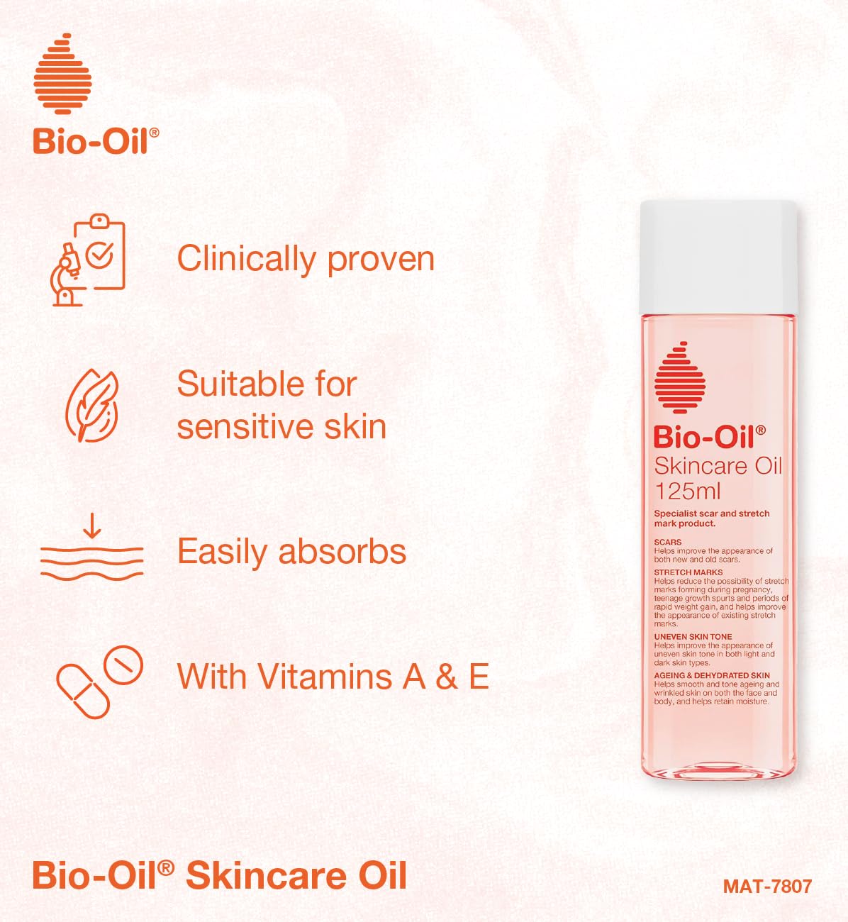 Bio-Oil Bio Oil Body Skin Care Oil (125ml) - Firming Skincare That Reduces Appearance Of Stretch Marks & Scars - Grease Free Moisturiser Lotion - With Vitamin E & Vitamin A