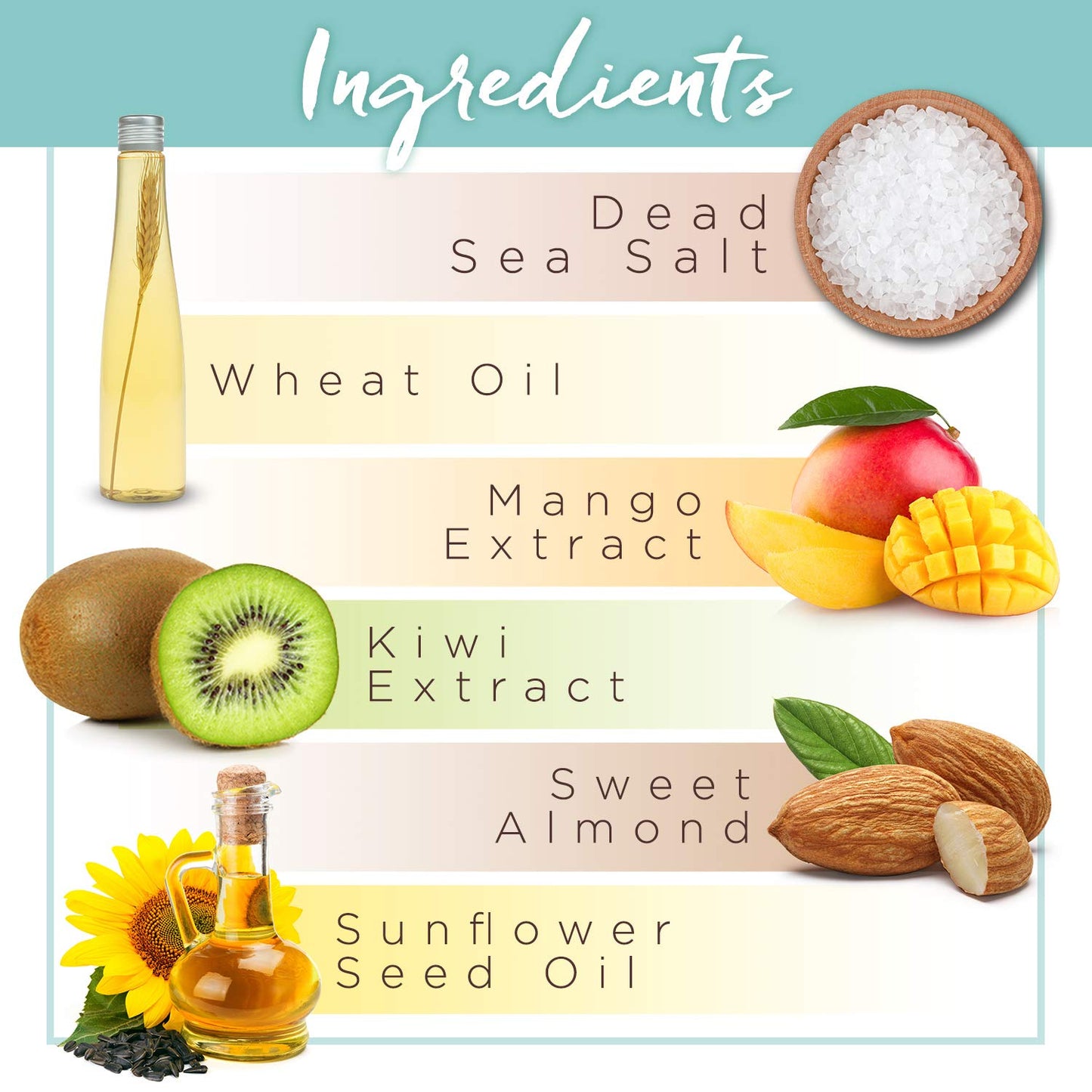 PraNaturals Dead Sea Salt Scrub, 100% Nourishing & Exfoliating, Mineral Rich Smooths Brightens & Moisturizes Skin, Enriched with Mango & Kiwi Scent (2x 500g)