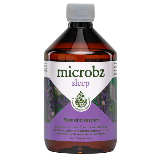 MICROBZ Sleep Liquid PROBIOTIC – Bio Culture Complex Probiotics for Gut Health & Sleep Aid Support Supplement, Multi Strain Live Friendly Bacteria for Women, Men & Kids - Vegan | 1 Month Supply