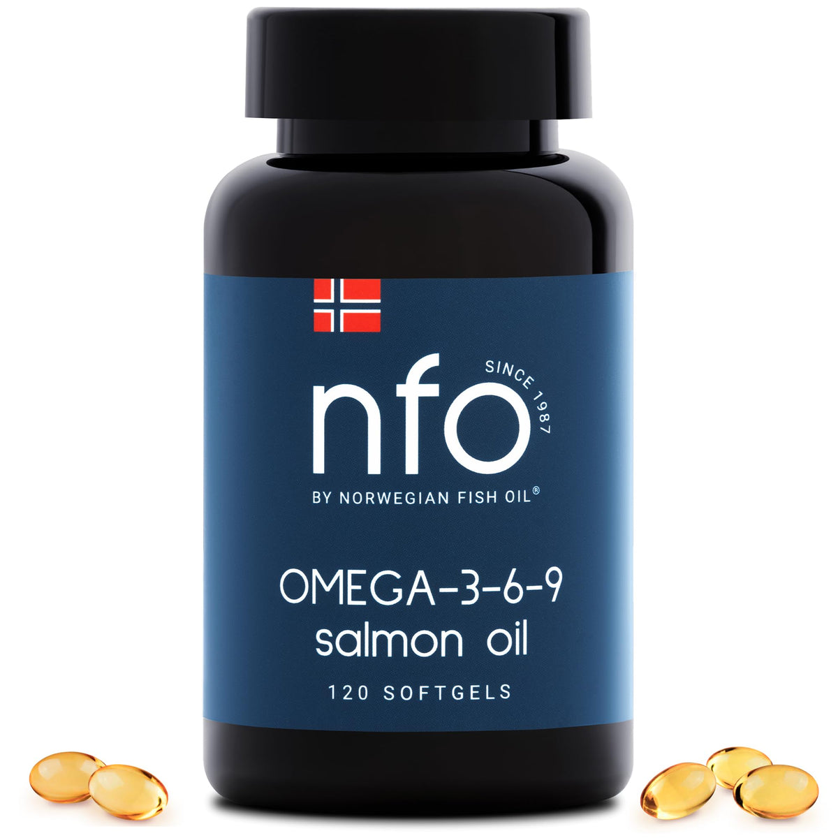 NFO Omega 3 6 9 Norwegian Fish Oil – 120 Mini Capsules | Norwegian Wild Salmon Oil | EPA DHA DPA | Complete Omega 3-6-9 Formula