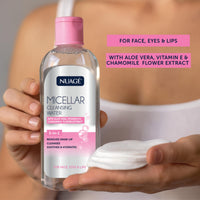 NUAGÉ Nuage Micellar Cleansing Water with Aloe Vera, Vitamin E & Chamomile Flower Extract | 3-in-1 - Gently Removes Makeup, Cleanses, Soothes & Hydrates Skin | Suitable for Face, Eyes and Lips (200ml)