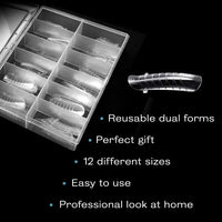 Mylee Dual Nail Forms - 12 Sizes to choose from - Reusable, 120 nail forms for multiple applications - Acrylic Nail Molds, For Polymer Gel Nail Extension