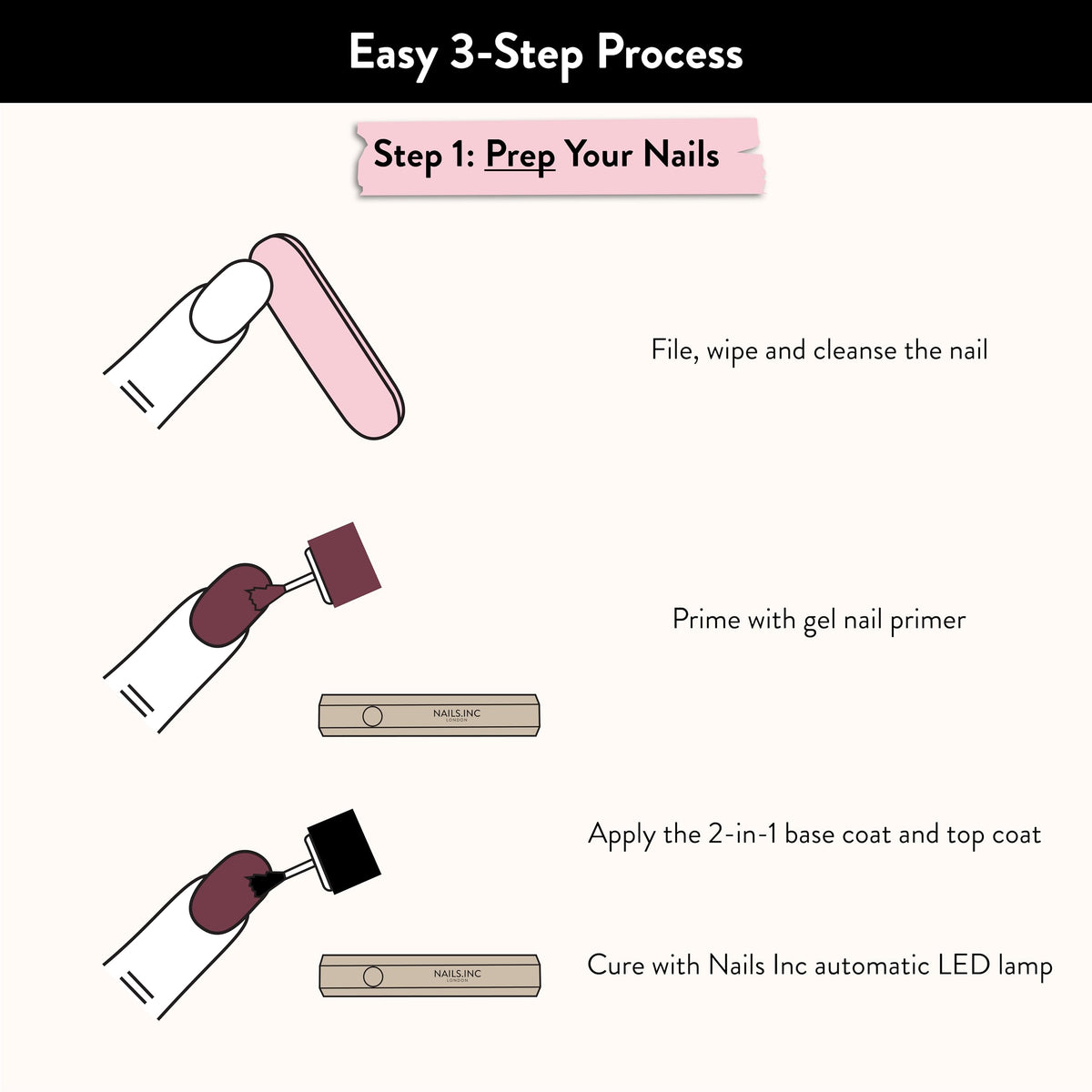 Nails Inc Nails.INC GelLED On-The-Go Mini Portable LED Lamp, Cures in 60 Seconds, Mini Nail Dryer for DIY Gel Nails, Adhesion for Gems, Easy Flash Cure Lamp, Rechargeable USB Nail Light, 3W, 1 Count