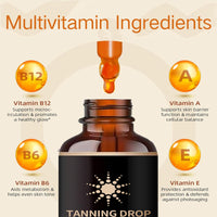 60ML Sunless Tanning Drops to Drink, Oral Tanning Drops, Drinkable Tanning Supplement with Natural Ingredients to Boost Melanin Naturally, Safe & Long-Lasting Enhances Natural Tan, for All Skin Types