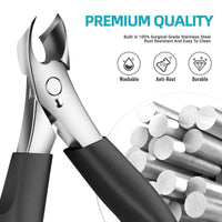 Toenail Clippers for Thick Nails - Heavy Duty Professional Thick & Ingrown Toe Nail Clipper for Men & Elderly, Large Toenail Scissors for Seniors/Mens/Women,Long Handle Safety Strong RONAVO(Black)