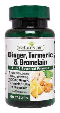 Natures Aid Ginger, Turmeric & Bromelain 60 Tabs (Pack of 2)
