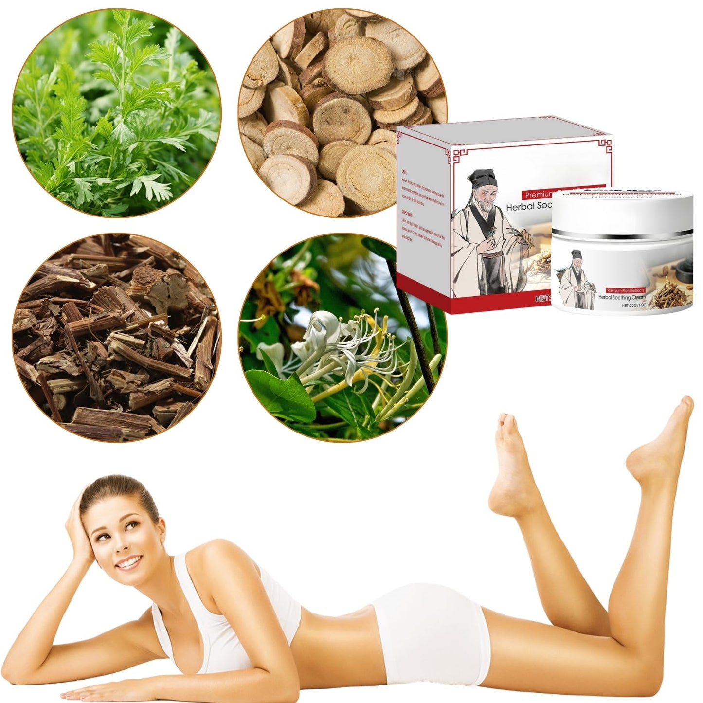 Cureluxe Natural Chinese Herbal Body Cream - Organic Smiles and Joys Cream - Skin Cream Natural Chinese Body Cream for Skin - Ultra Hydrating & Nourishing Chinese Herbal Creams for Skin