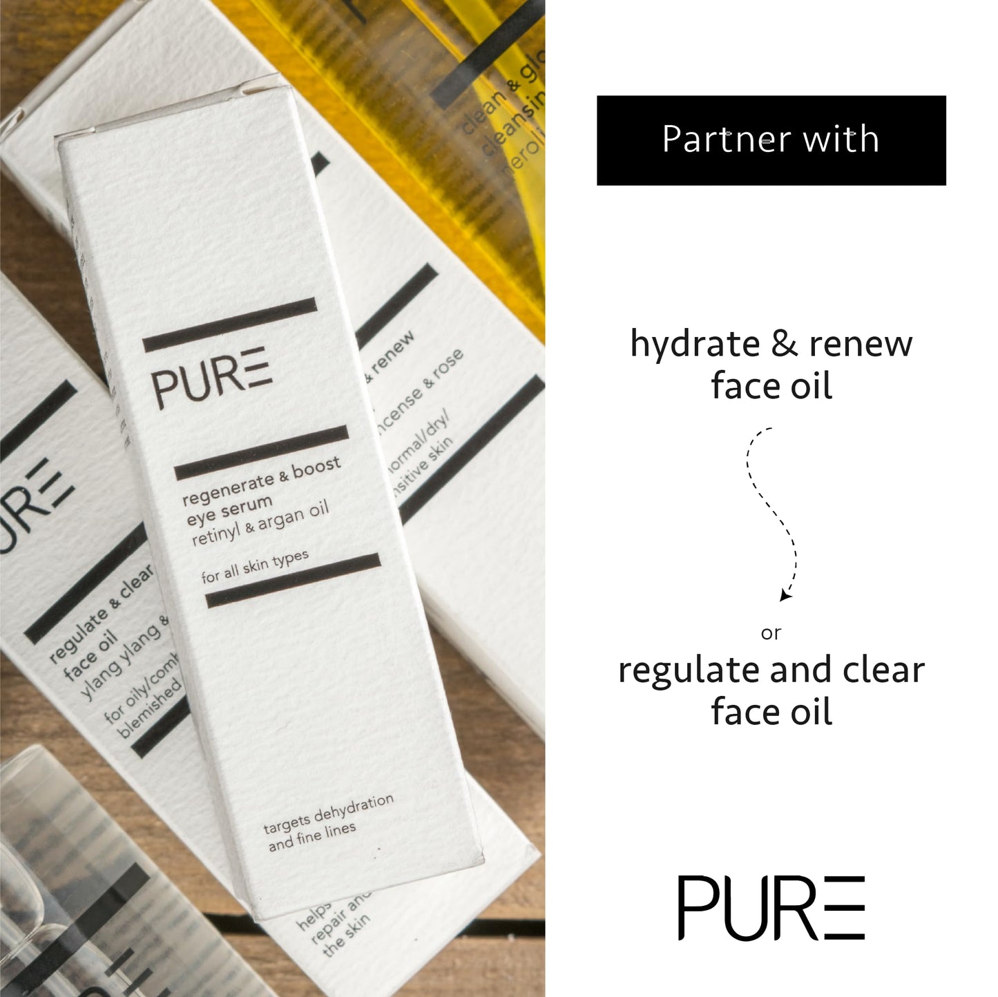 Regenerate & Boost Eye Serum from PURE Spa Skincare 15ml - Vegan, Anti-Ageing Eye Serum with Argan Oil and Vitamin A to Plump and Hydrate