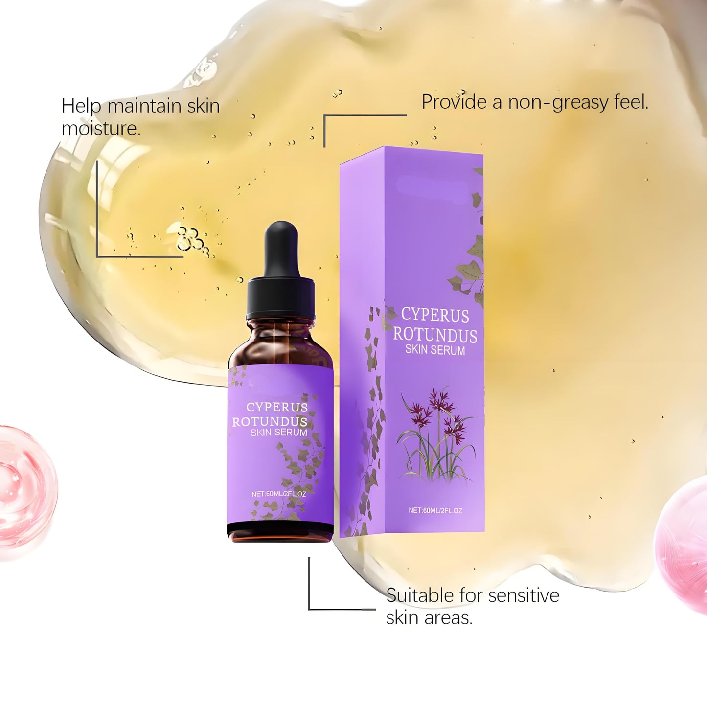 DEJIN Cyberglow Hair Removal, 2pc Cyperus Rotundus Skin Serum, Natural Cyberglow Oil, Gentle Moisturizing & Soothing All Skin