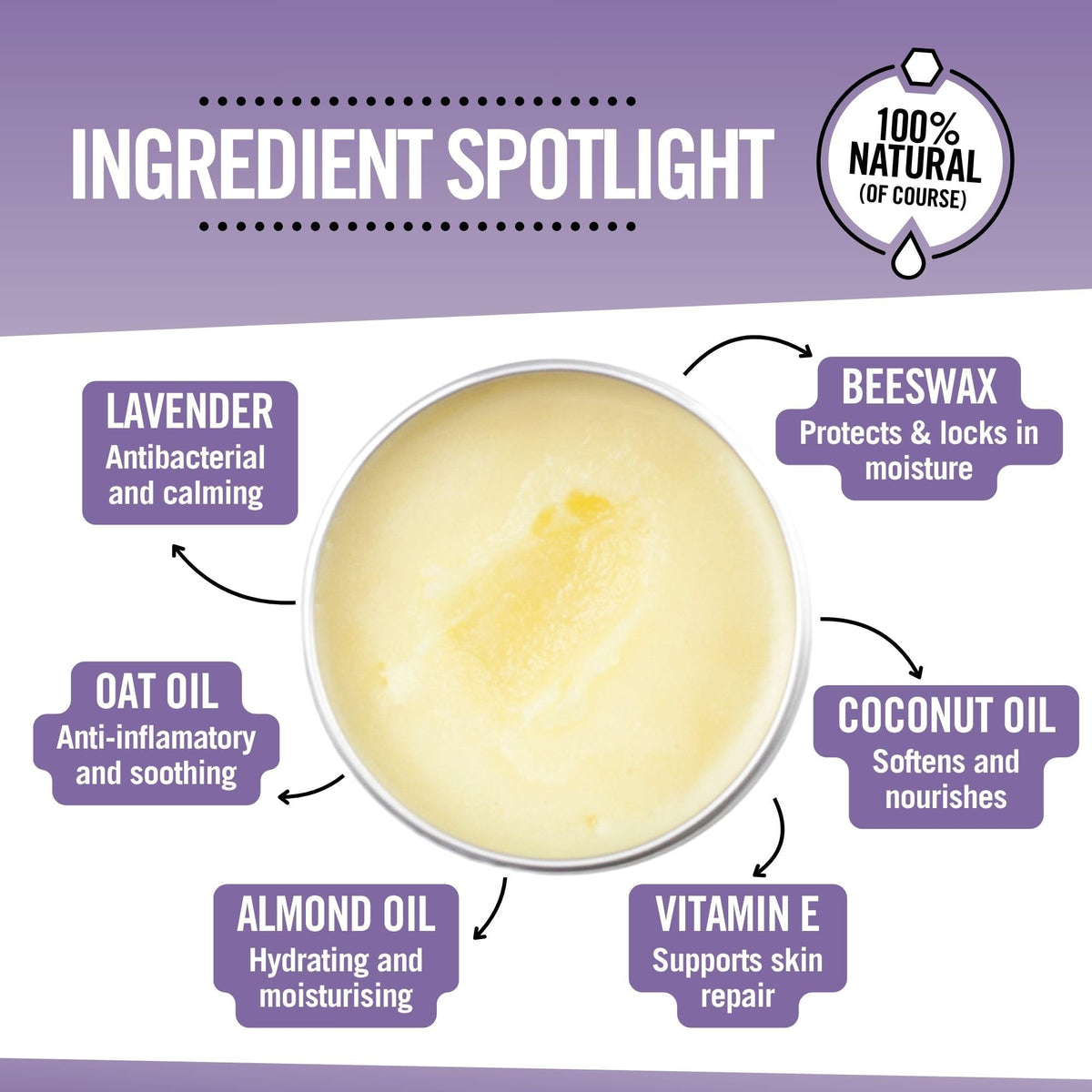 Our Tiny Bees Lavender Hand Balm 45ml – Skin softening, calming and healing. Natural Hand Balm with British Lavender