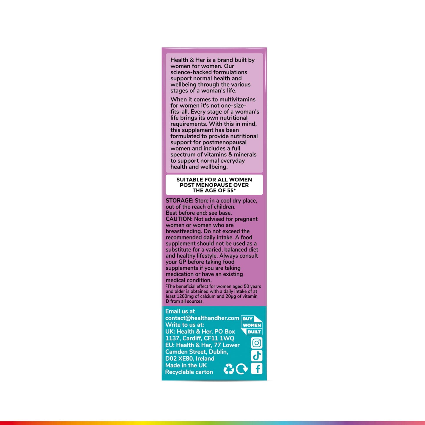 Health and Her Health & Her Multivitamin for Women 55+ & Postmenopausal, 30 Day Supply
