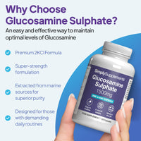 Simply Supplements Glucosamine Sulphate 1500mg | Supports Natural Glucosamine Levels | High-Strength 2KCl Formula | One-a-Day Convenience | 120 Capsules = 4 Months' Supply | GMP-Certified & UK-Made