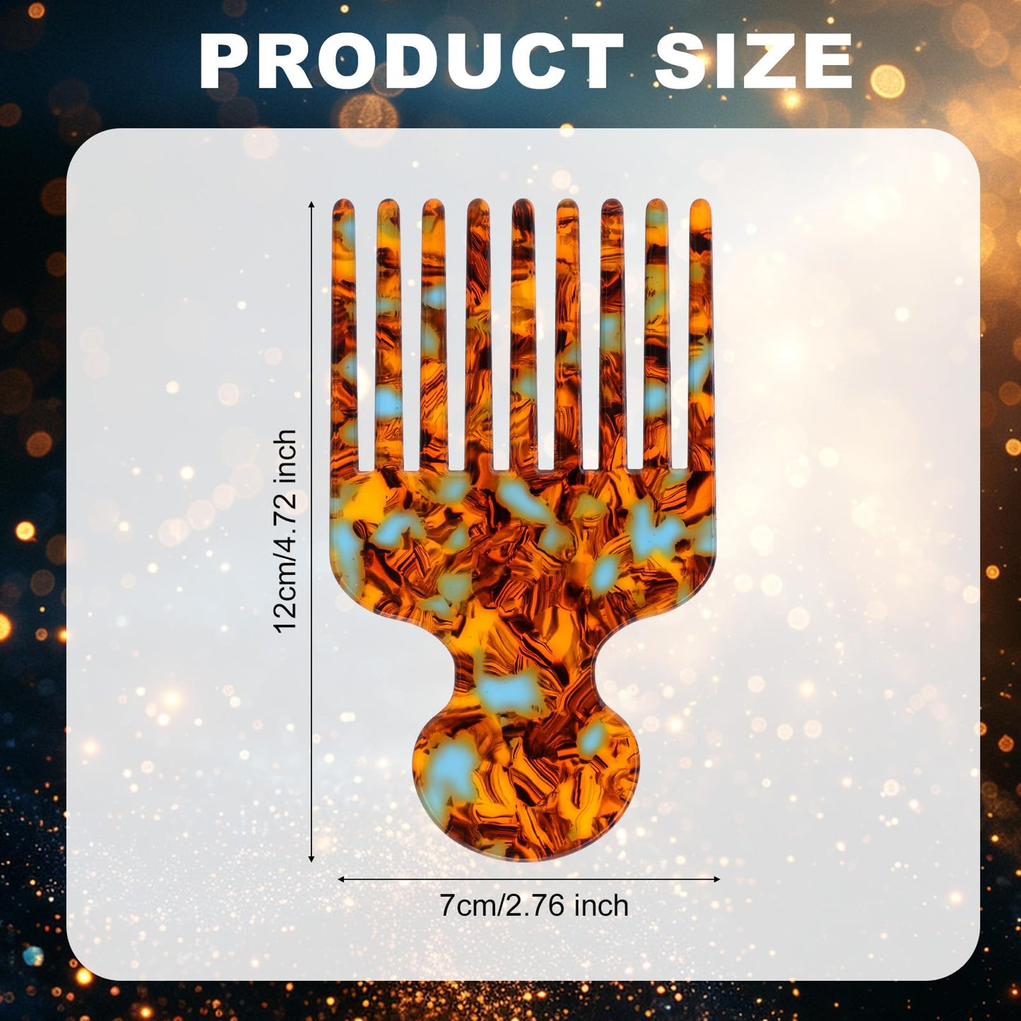 lasuroa Hair Pick Comb, 4.72 Inch Curly Hair Picks Long Wide Tooth Comb for Curls Afro Smooth Sturdy Detangling Lift Combs Styling Tools for Women Men Barber Supplies (Brown)