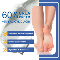 Jorun JORUN 2 Pcs Urea Foot Cream 60% + 2% Cracked Heel Repair Cream - 80 G Urea Cream for Cracked Heels and Dry Skin - Foot Cream for Hard Skin Can Deeply Moisturizes and Softens Dead Skin