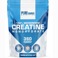 Pure Source Nutrition Creatine Monohydrate Capsules 3000mg Vegan Creatine Capsule - Gym Supplement for Men & Women - Creatine Monohydrate Powder Unflavoured Alternative Energy Supplement Workout by PSN (360 Capsules)