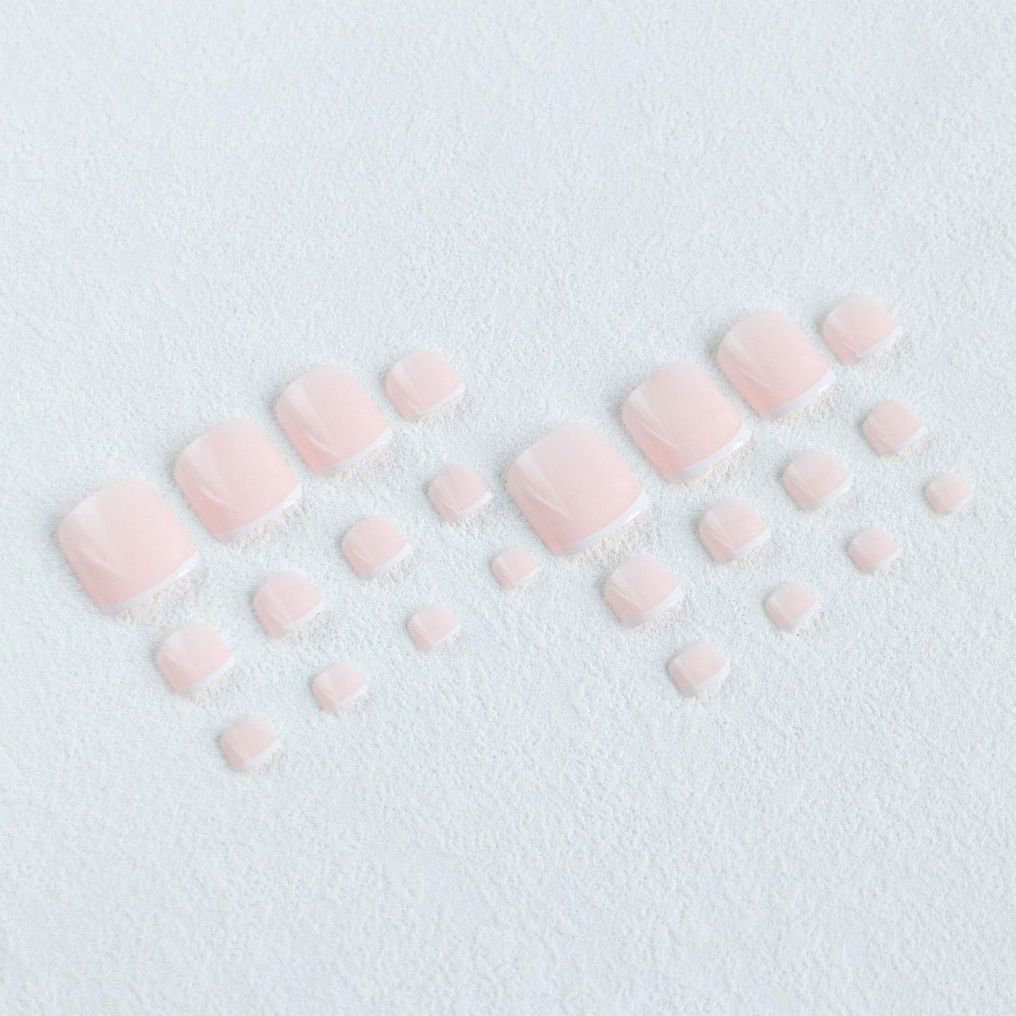 Wormeer 24Pcs French Tip False Toenails - Short Square Nude Pink for Women - Full Cover Fake Nails Set - White French Tip Press on Toenails - Fake Nails Art Kit (Pink & White Nail)
