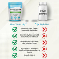 VL Vita London Ashwagandha KSM-66 High Strength Tablets 3000mg | 2 Month Daily Supply | 120 Organic Supplement Tablet (Not Capsule, Gummies or Powder) | Made in UK | Vegan