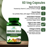 Herbal Magic Immune Gold – Vegan Food Supplement with Herbal Blend for Immune Support & Wellness, 60 Capsules, Non-GMO